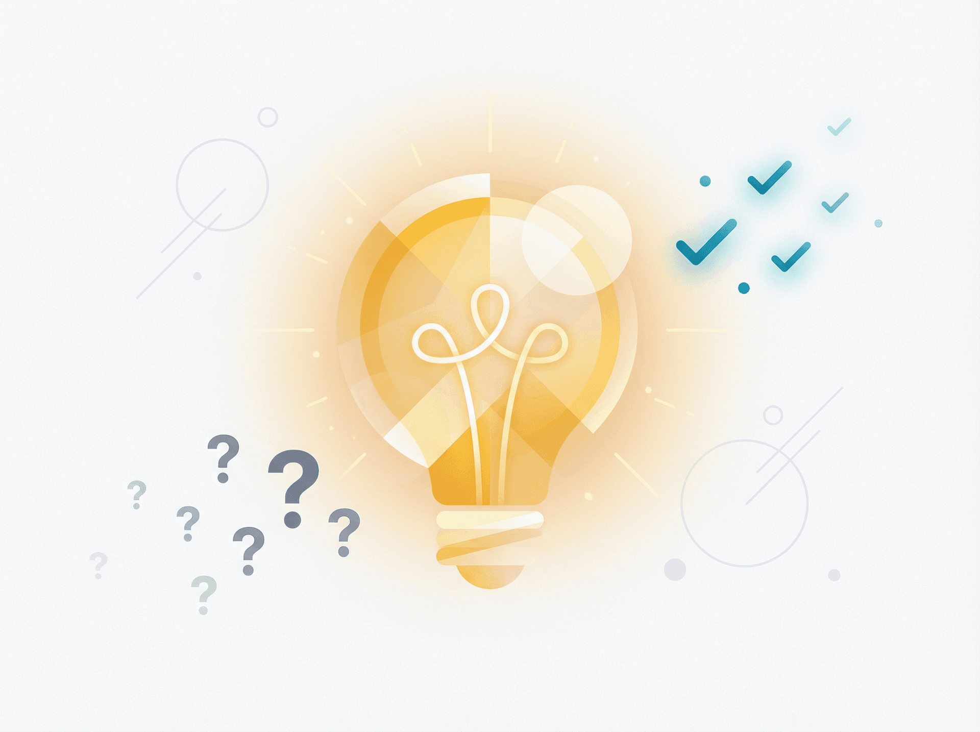 Editorial illustration showing a lightbulb moment representing clarity and answers to common Gmail filter questions